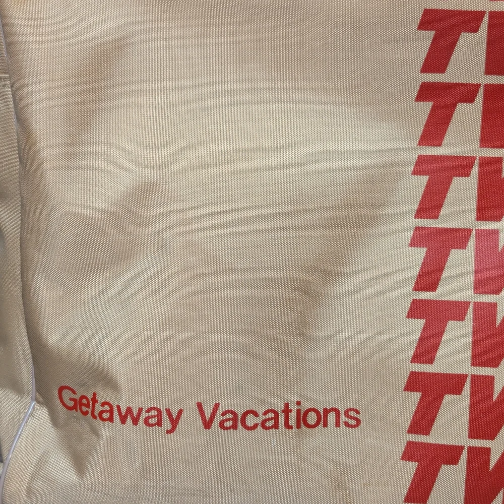 Vintage TWA Airline Beige‎ Getaway Vacation Carry On Messenger Tote Bag